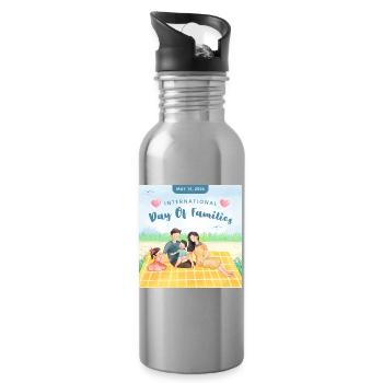 Family First – Heartwarming Family Love Des - Gourde avec paille intégrée - argent clair - Droite