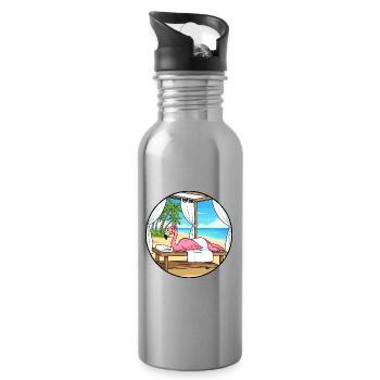 Spa de plage Flamants Oiseaux Relaxant Art - Gourde avec paille intégrée - argent clair - Droite