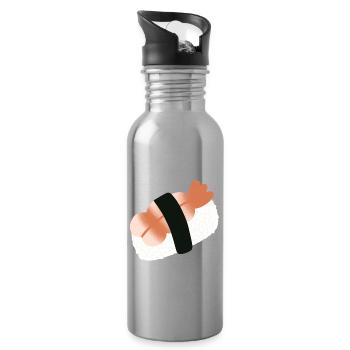 Shrimp Nigiri Minimalist Sushi - Water bottle with straw - silver - Right