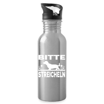 Dackel - Trinkflasche mit integriertem Trinkhalm - Lightsilver - Rechts