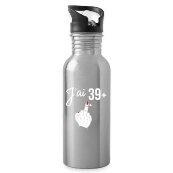 40 Ans Anniversaire 40 Ans Femme Humour Fêter  - Gourde avec paille intégrée - argent clair - Droite