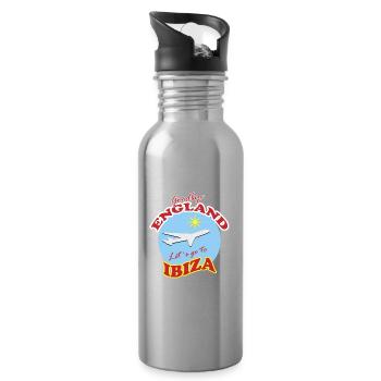 Goodbye England Let´s go to Ibiza  - Water bottle with straw - silver - Right