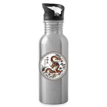 Chinesischer Drache - Trinkflasche mit integriertem Trinkhalm - Lightsilver - Rechts