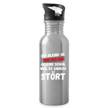 ICH BIN WIE ICH BIN, AUTHENTIZITÄT LUSTIGER SPRUCH - Trinkflasche mit integriertem Trinkhalm - Lightsilver - Rechts
