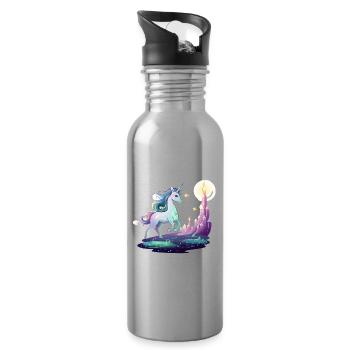 Moon Tower Unicorn Dream - Water bottle with straw - silver - Right