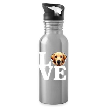 LIEBE Golden Retriever Hund Hundeliebhaber Lustig - Trinkflasche mit integriertem Trinkhalm - Lightsilver - Rechts
