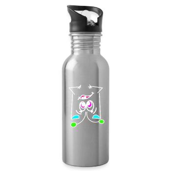 Neon-Mood Flip - Das Umdreh-Gesicht - Trinkflasche mit integriertem Trinkhalm - Lightsilver - Rechts