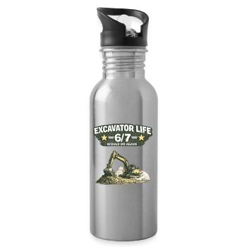 Excavator Life 6/7 Excavator Driver - Water bottle with straw - silver - Right