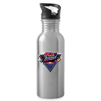 80s Legend Neon Retro - Trinkflasche mit integriertem Trinkhalm - Lightsilver - Rechts