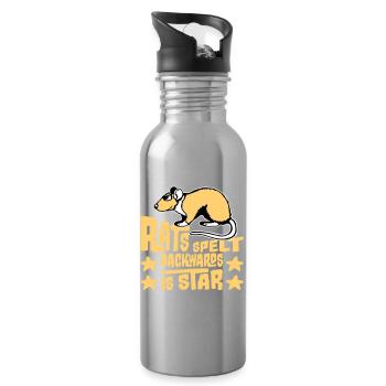 Rats Spelt Backwards Is Star Lustiger Ratte Spruch - Water bottle with straw - silver - Right