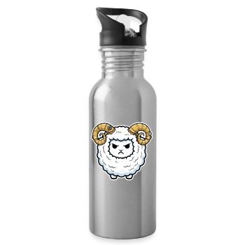 Steampunk Ram Sheep Mechanical Horns - Water bottle with straw - silver - Right