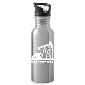 Conception de pompe pour champs pétrolifères californiens - Gourde avec paille intégrée - argent clair - Droite