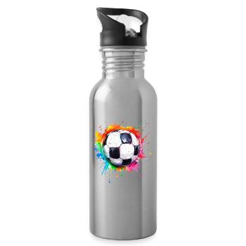 Fußball Ball Aquarell - Trinkflasche mit integriertem Trinkhalm - Lightsilver - Rechts