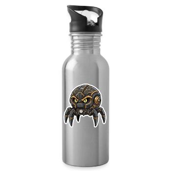 Steampunk Schwarze Uhrmacher-Spinnen-Wächter - Trinkflasche mit integriertem Trinkhalm - Lightsilver - Rechts
