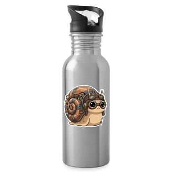 Escargot Aviateur Steampunk Coquille Cuivre - Gourde avec paille intégrée - argent clair - Droite