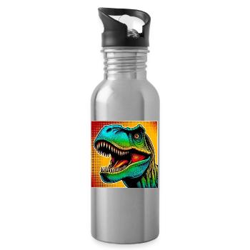 Dinosaurier - Trinkflasche mit integriertem Trinkhalm - Lightsilver - Rechts