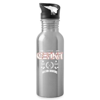 Japan Vintage Asanoha Streetwear Design - Water bottle with straw - silver - Right
