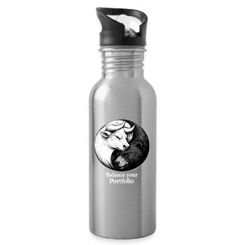 Börse Yin Yang: Bulle & Bär Balance your Portfolio - Trinkflasche mit integriertem Trinkhalm - Lightsilver - Rechts