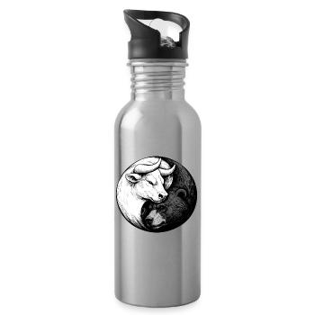 Börse Yin Yang: Bulle & Bär Design für Aktionäre - Trinkflasche mit integriertem Trinkhalm - Lightsilver - Rechts