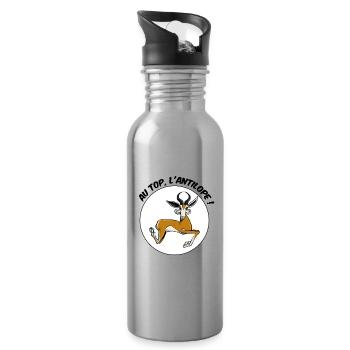 au top, l'Antilope ! - Gourde avec paille intégrée - argent clair - Droite