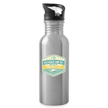 Ich höre dir zu – nicht freiwillig - Trinkflasche mit integriertem Trinkhalm - Lightsilver - Rechts