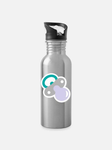 schnuller - Trinkflasche mit integriertem Trinkhalm - Lightsilver