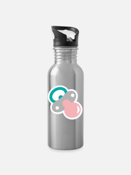 schnuller - Trinkflasche mit integriertem Trinkhalm - Lightsilver