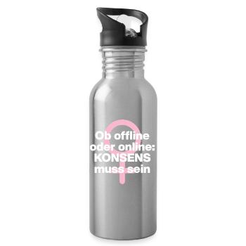 OB OFFLINE ODER ONLINE: KONSENS! ♀ FEMALE POWER - Trinkflasche mit integriertem Trinkhalm - Lightsilver - Rechts