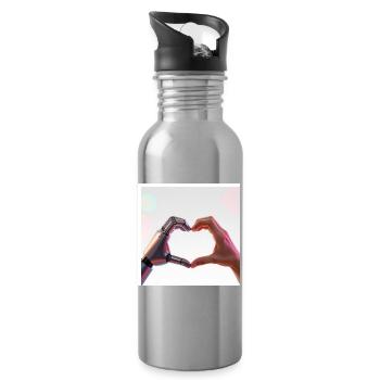 Robotic Arm Love: Humans and Tech - Water bottle with straw - silver - Right