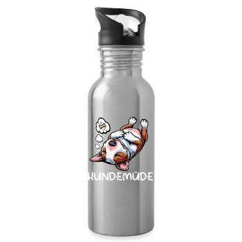 Hundemüde Miniatur Bullterrier Bully Bullterrier - Trinkflasche mit integriertem Trinkhalm - Lightsilver - Rechts