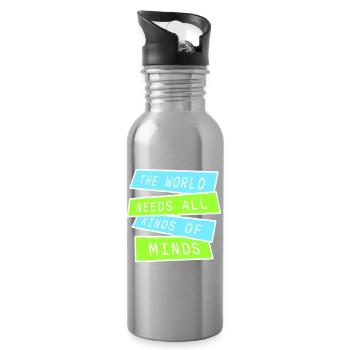 The World Needs All Kinds Of Minds Inspirierend - Trinkflasche mit integriertem Trinkhalm - Lightsilver - Rechts