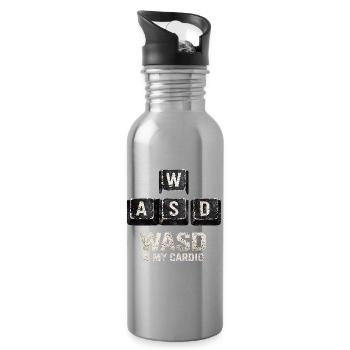 Funny Gaming Keyboard WASD My Cardio Gamer - Water bottle with straw - silver - Right