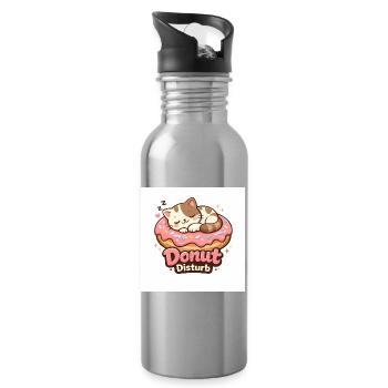 Donut Disturb – Cute Cat in Donut - Gourde avec paille intégrée - argent clair - Droite