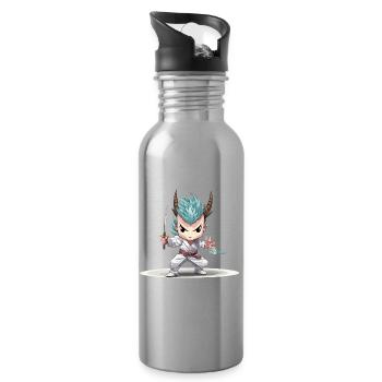 Chibi Krieger mit Katana - Trinkflasche mit integriertem Trinkhalm - Lightsilver - Rechts
