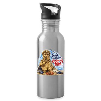 Rerik Ostsee Herzblut Strandmotiv - Trinkflasche mit integriertem Trinkhalm - Lightsilver - Rechts