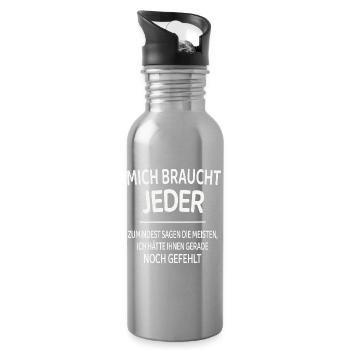Lustiger Spruch selbstbewusst Humor Shirt - Trinkflasche mit integriertem Trinkhalm - Lightsilver - Rechts