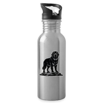 Neufundland-Hundeporträt Schwarzer Rettungsschwimmer - Trinkflasche mit integriertem Trinkhalm - Lightsilver - Rechts