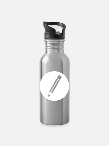 Bleistift - Trinkflasche mit integriertem Trinkhalm - Lightsilver