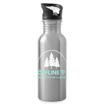 Offline ist der neue Luxus - Minimalistisches Intr - Trinkflasche mit integriertem Trinkhalm - Lightsilver - Rechts