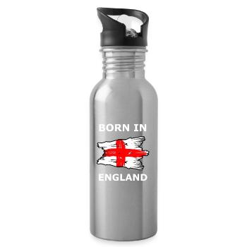 Geboren in England Flaggenkunst - Trinkflasche mit integriertem Trinkhalm - Lightsilver - Rechts