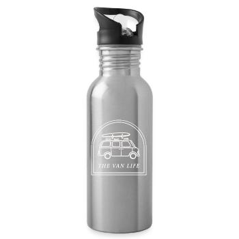 Vie en camping-car en road trip surf - Gourde avec paille intégrée - argent clair - Droite