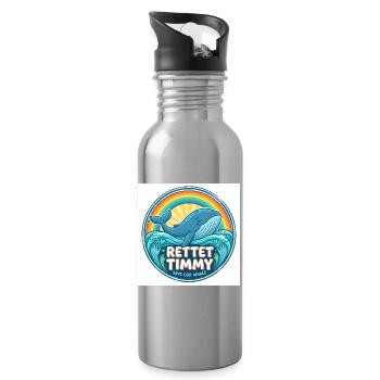 Rettet Timmy – Save Our Whale - Trinkflasche mit integriertem Trinkhalm - Lightsilver - Rechts
