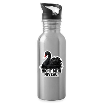 Nicht mein Niveau – schwarzer Schwan - Trinkflasche mit integriertem Trinkhalm - Lightsilver - Rechts