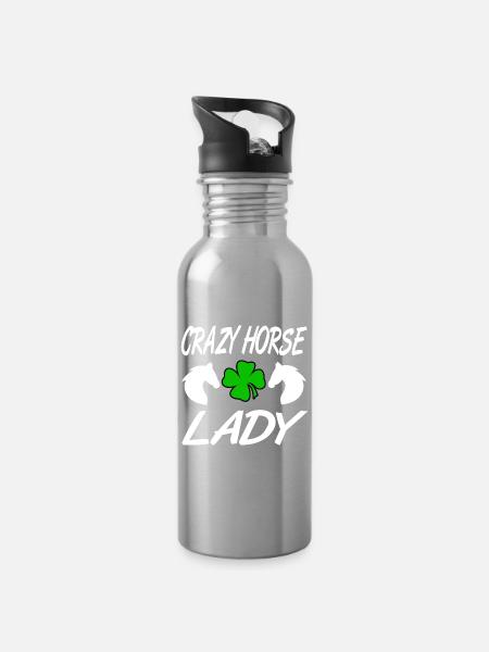 Pferde - Trinkflasche mit integriertem Trinkhalm - Lightsilver