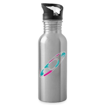 Outlines of a neon-style whitewater kayak - Water bottle with straw - silver - Right
