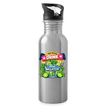 Sauvez l'eau, buvez Mojitos - Gourde avec paille intégrée - argent clair - Droite