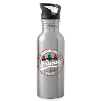 Friseur Weihnachten Kollege Friseure Meister Chef - Trinkflasche mit integriertem Trinkhalm - Lightsilver - Rechts