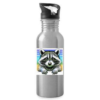 Raccoon - Water bottle with straw - silver - Right