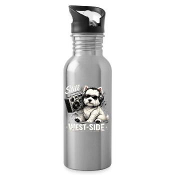Cooler Westie mit Boombox: Still West-Side - Trinkflasche mit integriertem Trinkhalm - Lightsilver - Rechts