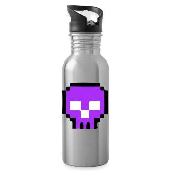 Pixel Totenkopf Game Over - Trinkflasche mit integriertem Trinkhalm - Lightsilver - Rechts